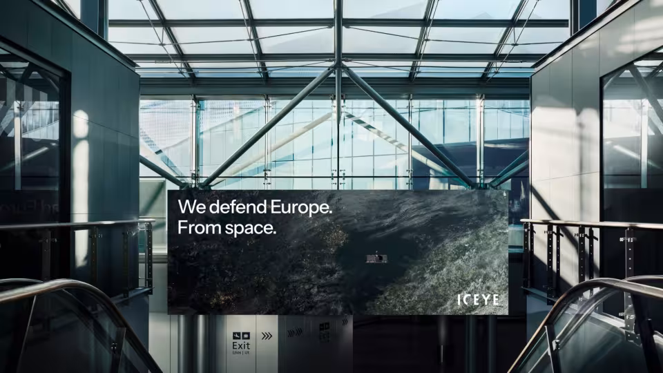 Iceye advertisement at the Helsinki Airport